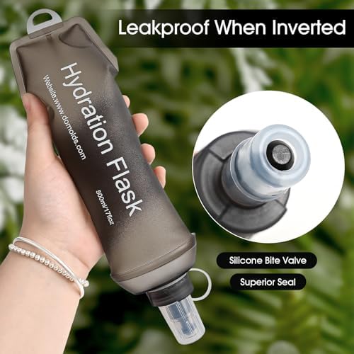 GYGYL Soft Flask, TPU Collapsible Soft Water Bottle for Hydration Pack, Running Vest, Leak-Proof Folding Water Bottle for Hiking Cycling Climbing Jogging-250ml Grey - Image 8