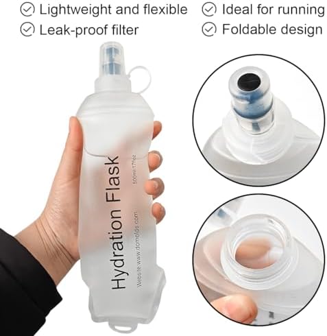 WILDREEDS 500ml Soft Flask, TPU Collapsible Soft Water Bottle for Hydration Pack, Running Vest, Folding Water Bottle for Hiking Cycling Climbing-1Pcs, White - Image 3