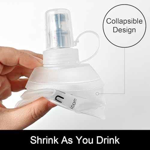 WILDREEDS 500ml Soft Flask, TPU Collapsible Soft Water Bottle for Hydration Pack, Running Vest, Folding Water Bottle for Hiking Cycling Climbing-1Pcs, White - Image 4