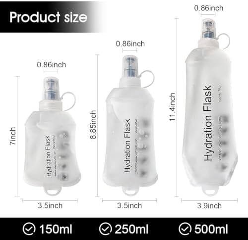 WILDREEDS 500ml Soft Flask, TPU Collapsible Soft Water Bottle for Hydration Pack, Running Vest, Folding Water Bottle for Hiking Cycling Climbing-1Pcs, White - Image 5